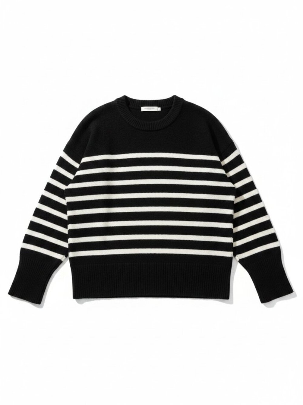 Philosophy Fisherman Stripe Crewneck Sweater M Navy White Coastal Cotton
